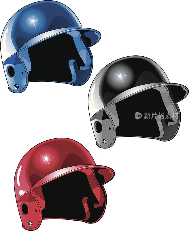 击球头盔- 3种颜色